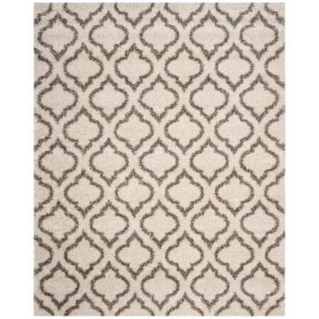 Flowers First 8 x 10 ft. Hudson Shag Power Loomed Rug, Ivory & Grey - Large Rectangle FL1889496